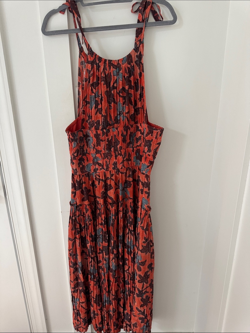 ULLA JOHNSON Amalthea Pleated High-Neck Midi Dress Size 8 - Picture 8 of 12